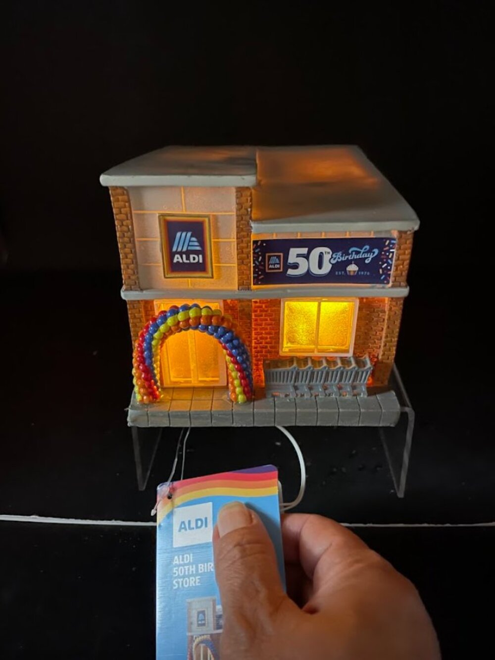 Aldi 50th Birthday Lighted Resin Store Miniature Village Lighted Grocery Store